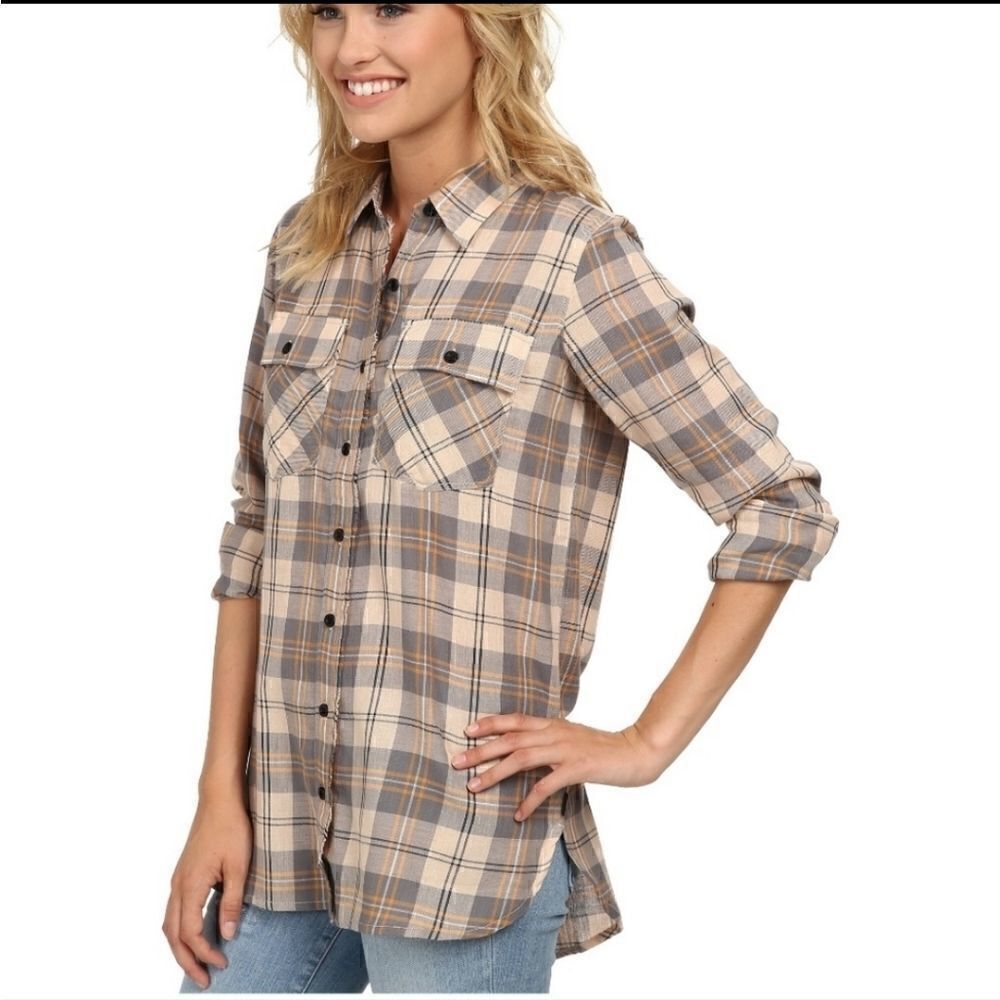 Volcom Long sleeve plaid button down don't mess shirt size xs